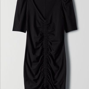 WILFRED fitted black ruched dress